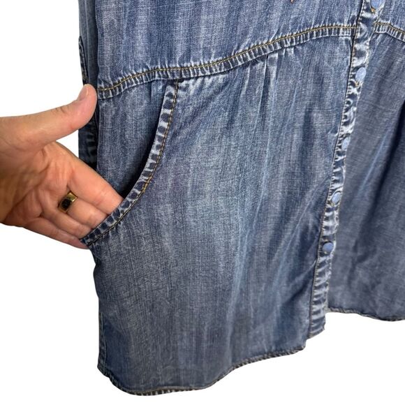 Soft Surroundings Embroidered Boho Hippie Flowy Denim Jean Tunic Size Medium - Picture 4 of 7